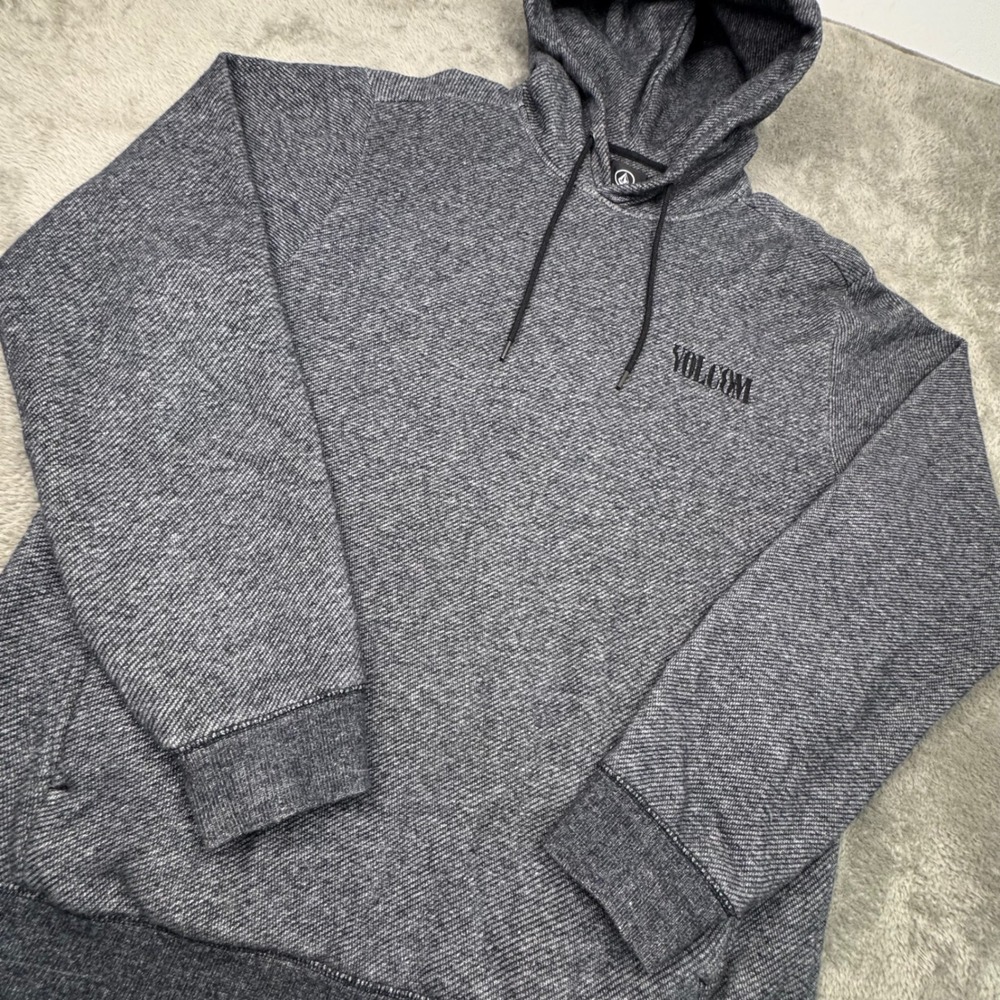 Volcom Hoodie Mens Large Grey Excellent Marled Knit Pullover A4131708